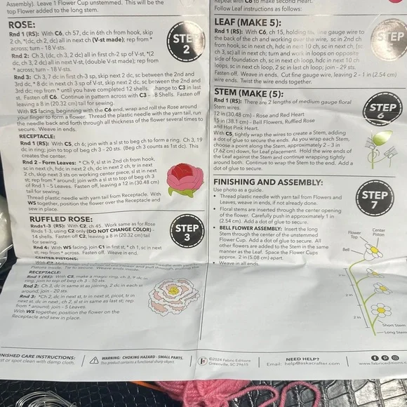 OPEN BOX Needle Creations Crochet Kit - Make Your Own Bouquet COMPLETE KIT - Picture 11 of 11